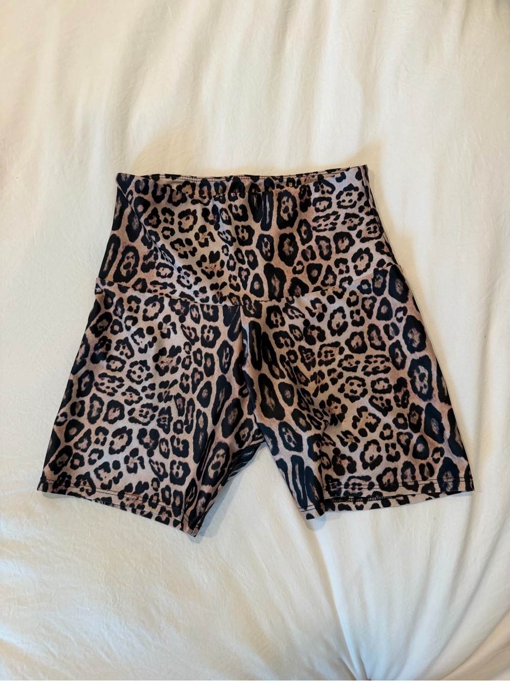 Onzie Leopard Print Bike Shorts in Brown and Black